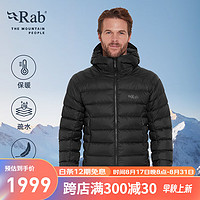 Rab 睿坡 24秋冬Electron男士连帽疏水防风轻便750蓬鹅绒羽绒服 QDB-69 黑色BLK M