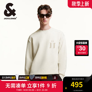 杰克·琼斯（JACK&JONES）秋季略宽松胸前植绒图案舒适潮流百搭基础长袖卫衣224333015 石灰花灰G01 常规 石灰花灰G01 165/88A/XS