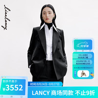 朗姿/LANCY2024秋季新款经典商务绵羊毛西装外套女大翻领通勤西服 黑色