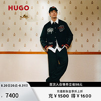 HUGO x 【Les Benjamins联名】男士24秋季特别图案点缀飞行员夹克 001-黑色 M