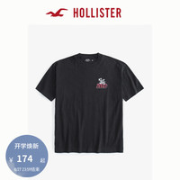 HOLLISTER24秋新款美式情侣印花宽松短袖重磅T恤 男女 KI323-4056