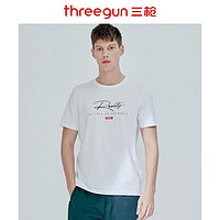 THREEGUN 三枪 短袖T恤夏季纯棉印花薄款圆领汗衫男/女时尚修身外穿打底衫夏 白 男 3XL