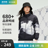 波司登（BOSIDENG）反季轻薄羽绒服女潮流印花立领修身90绒子保暖防风外套 云朵印花9T38 165/88A