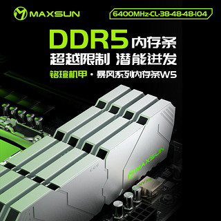 铭瑄(MAXSUN) 32GB(16GBX2)套装 DDR5 6400 台式机内存条 W5机甲暴风系列马甲条