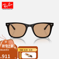 雷朋（RayBan）时尚方形太阳镜大框显脸小高颜值眼镜夏日户外防晒墨镜0RB4391D 601/93黑色镜框棕色镜片