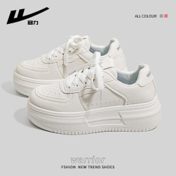 warrior回力女鞋小白鞋子女夏季款时尚潮流厚底休闲运动鞋女白灰37