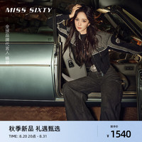 MISS SIXTY24秋季复古做旧感阔腿破洞牛仔裤女装 黑灰 XS