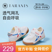 泰兰尼斯面包鞋秋夏季学步鞋网布透气防滑软底字母撞色男宝宝女童鞋休闲鞋 白蓝（夏季单网） 24码 鞋内长15.5cm 适合脚长14.5