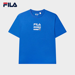 斐乐（FILA）男子短袖T恤夏季宽松时尚休闲针织短袖衫 精雅蓝-BU 185/104A/XXL