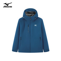 美津浓 Mizuno户外风衣男秋冬季防水防风夹克干爽耐磨连帽夹克加绒外套 宝蓝【抓绒款】 XL