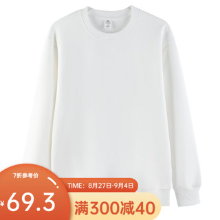 凡客诚品（VANCL）320克棉质复合牛奶丝圆领卫衣 白色 3XL