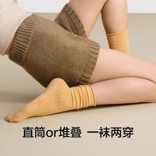 有棵树 YOUKESHU袜子女士堆堆袜春夏长筒袜白色棉袜抗菌消臭中筒袜小腿袜