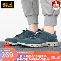 Jack Wolfskin狼爪溯溪鞋女鞋春夏运动透气休闲防滑涉水低帮徒步鞋4050121 4050121-1597/蓝灰色/玫瑰粉 39