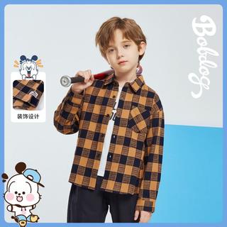 巴布豆 BoBDoG【复古格纹】童装儿童春季男童衬衫衬衣外套简约百搭出游穿搭