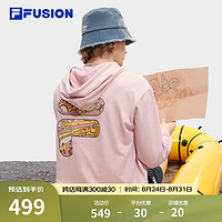 斐乐（FILA） FUSION潮牌连帽卫衣款秋时尚宽松男女装针织连帽上衣 赤粉色-PK 175/96A/L