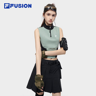 FILA FUSION斐乐潮牌女子针织背心2024夏季时尚修身拼色上衣 果香绿-GN 155/76A/XS