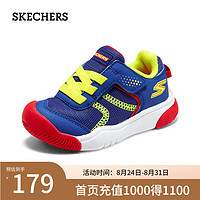 斯凯奇（Skechers）幼童鞋小童潮流透气百搭舒适护趾鞋407321N 蓝色/多彩色/BLMT 26码