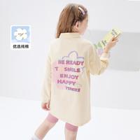 纯棉涂鸦风上衣女童t恤长袖春秋装中大童儿童中长款纯色百搭风潮