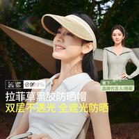 蕉下 Beneunder【空顶草帽】杨幂黑胶防晒草帽女士防紫外线旅游休闲百搭户外