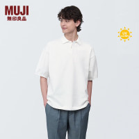 MUJI 無印良品 无印良品 MUJI 男式防紫外线天竺编织针织短袖POLO衫 防晒AA0QDA4S 白色