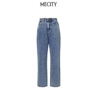 MECITY女士春季简约复古怀旧感直筒水洗牛仔裤女557900