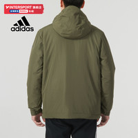 阿迪达斯 adidas棉服男秋冬运动棉衣男士连帽防风保暖棉袄军绿色外套