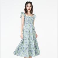 夏季舒适飞飞袖女士长款优雅连衣裙