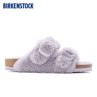 BIRKENSTOCK勃肯大扣女款羊毛复古质感毛毛拖鞋Arizona Teddy系列 紫色窄版1023107 45