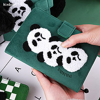 kinbor 创意刺绣A6手账本可爱熊猫随身记事日记本自律打卡效率本Panda*3-DT51064伴手礼