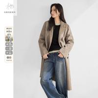 【杜鹃同款】冬装羊毛双面呢西装领女式长款毛呢大衣