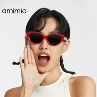 amimia·JEALOUS美式复古猫眼显脸小墨镜女窄框防紫外线太阳镜 曜石黑PLR(偏光款)