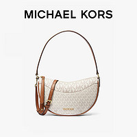 移动端、京东百亿补贴：MICHAEL KORS 迈克·科尔斯 迈克.科尔斯（MICHAEL KORS）礼物MK女包DOVER老花单肩手提腋下包半月包 中号 香草白色/橡果棕