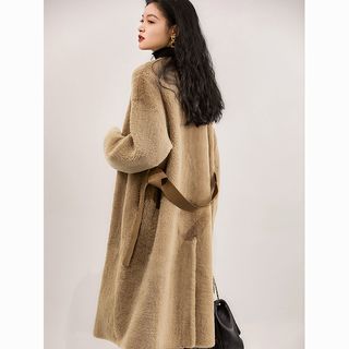 KELE COCO海宁全羊毛羊剪绒大衣女秋冬季颗粒羊羔毛皮草外套
