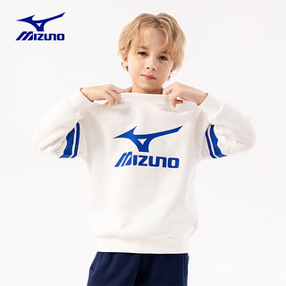 美津浓（MIZUNO）加绒卫衣男女秋冬季加厚圆领中大儿童长套头衫WY23430060  白色 165