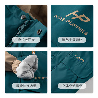 暇步士（Hush Puppies）童装儿童冬季男女大童三防透湿舒适时尚质感风衣厚外套 幻夜绿A款 155cm 偏大半码