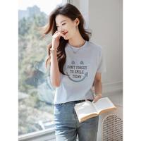短袖女t恤高级感夏季2024时尚宽松显瘦刺绣圆领字母透气上衣