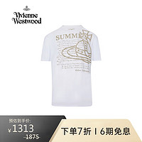 Vivienne Westwood 2024春夏 男女通用款土星印花纯色纯棉T恤 西太后 白色 S