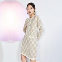 早春虎纹字母小香风毛织连衣裙