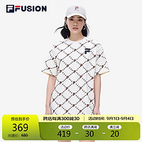 FILA 斐乐 FUSION 斐乐潮牌女子针织连衣裙夏宽松潮流运动裙子 仿古白-IV（宽松版型） 175/92A/XL