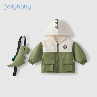 JELLYBABY男童外套春秋款小男孩恐龙衣服宝宝酷帅上衣春中小童春装2024 绿色 120CM