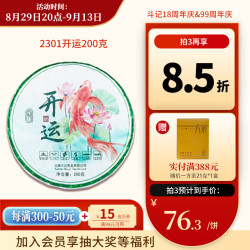 斗记 普洱茶2301开运生普甜柔春茶叶云南饼茶生茶拼配茶 （单饼）200g*1饼