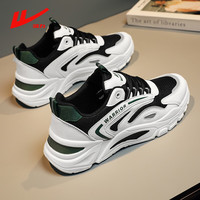 回力运动鞋跑步鞋老爹鞋小白鞋女休闲男鞋透气韩版增高鞋子男 黑白绿【网面】 夏季透气 39