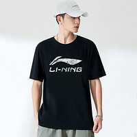 LI-NING 李宁 短袖T恤男式夏季亲肤透气圆领文化衫宽松休闲运动上衣