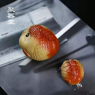 聚器堂茶宠摆件 紫砂可养创意茶盘茶台配件 可爱泡泡鲤鱼茶玩 禅意茶具 A5小富贵鱼 单个