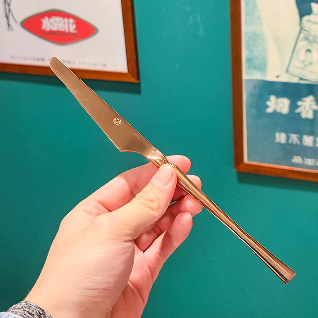 威沃斯 德国304不锈钢刀叉套装小蛮腰 西餐餐具金色牛排刀叉勺三件套勺子