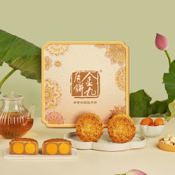 金九月饼 广式吴川月饼 中秋礼盒 双黄白莲蓉月饼礼盒720g
