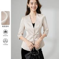晚白 ONEBUYE2024秋季新中式国风气质缎面一粒扣修身减龄小西装外套女