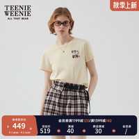 Teenie Weenie小熊&PARCAIN联名2024年新款夏装时髦辣妹风短款T恤 浅黄色 1