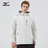 美津浓(MIZUNO)户外风衣男士锋衣外套宽松旅游款上衣防风夹克连帽保暖外套 白色【春秋款】 XL