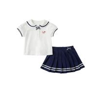 2024夏季女童套装儿童宝宝两件套学院风短袖制服裙子童装